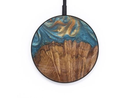 Circle Wood+Resin Wireless Charger - Amie (Teal & Gold, 697890) Online