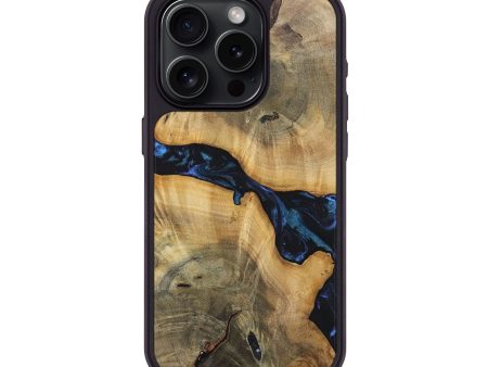 iPhone 15 Pro Wood+Resin Phone Case - Blanche (Blue, 696515) Sale