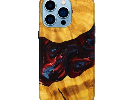 iPhone 14 Pro Wood+Resin Live Edge Phone Case - Gillian (Red, 696302) Supply