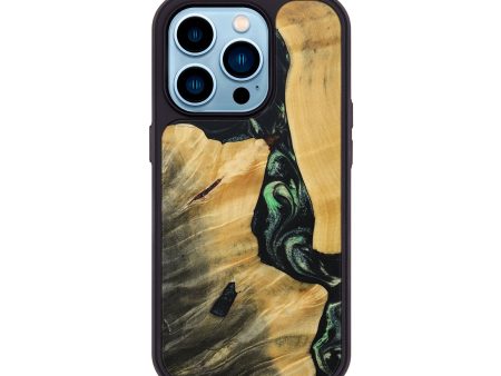 iPhone 14 Pro Wood+Resin Phone Case - Dominique (Green, 694844) Supply