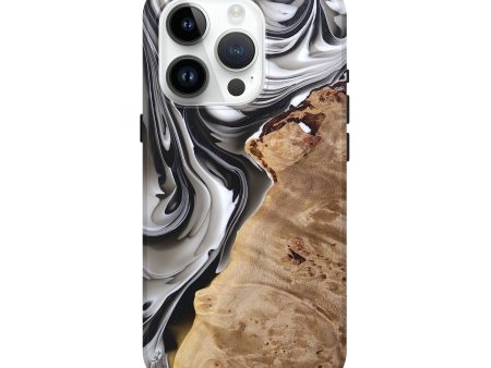 iPhone 15 Pro Wood+Resin Live Edge Phone Case - Nick (Black & White, 695787) Supply