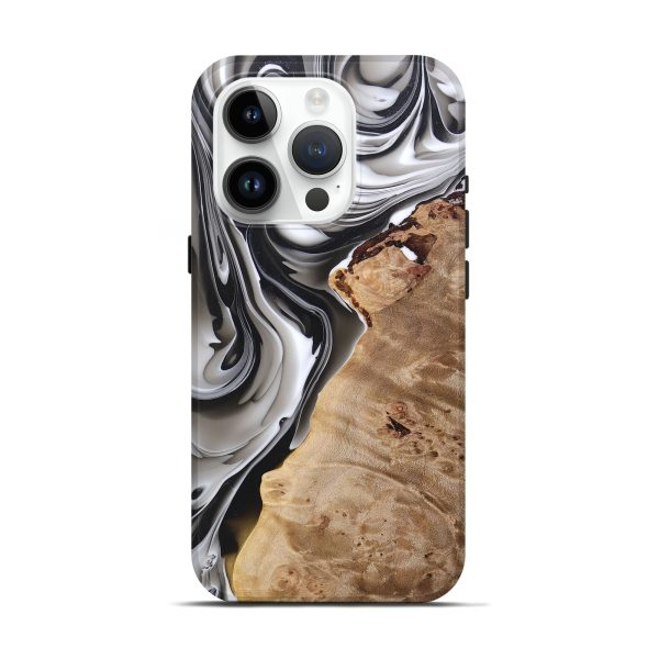 iPhone 15 Pro Wood+Resin Live Edge Phone Case - Nick (Black & White, 695787) Supply