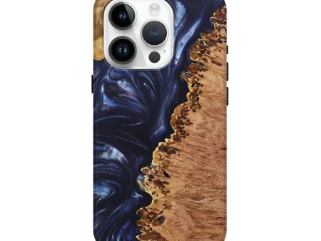 iPhone 15 Pro Wood+Resin Live Edge Phone Case - Victor (Blue, 696331) Cheap