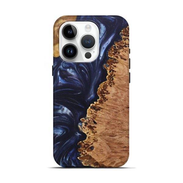 iPhone 15 Pro Wood+Resin Live Edge Phone Case - Victor (Blue, 696331) Cheap