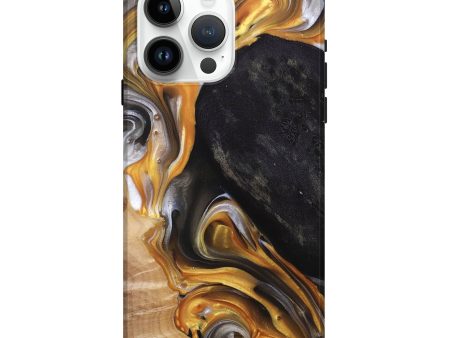 iPhone 15 Pro Max Wood+Resin Live Edge Phone Case - Dominique (Black & White, 695815) For Sale