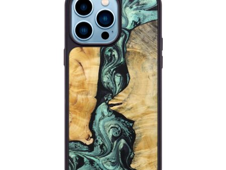 iPhone 14 Pro Max Wood+Resin Phone Case - Eugene (Green, 694819) Fashion