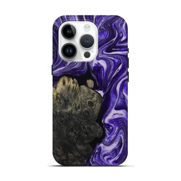 iPhone 15 Pro Wood+Resin Live Edge Phone Case - Remi (Purple, 697416) For Sale