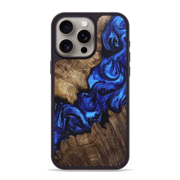 iPhone 15 Pro Max Wood+Resin Phone Case - Ricardo (Blue, 697480) Online Sale