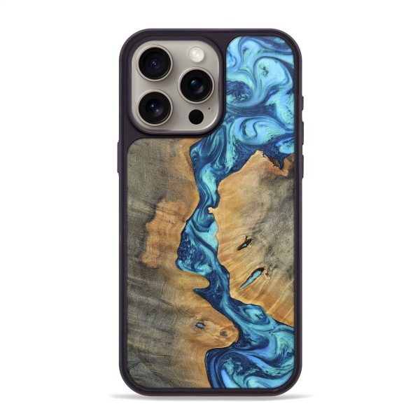 iPhone 15 Pro Max Wood+Resin Phone Case - Courtney (Blue, 696671) on Sale