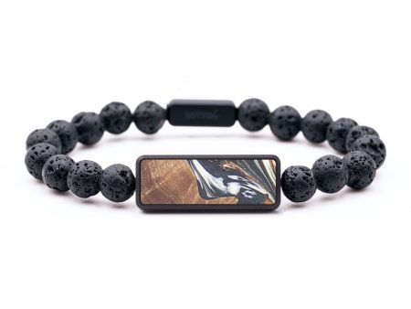 Lava Bead Wood+Resin Bracelet - Thomas (Black & White, 694446) Online Hot Sale