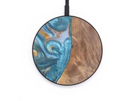 Circle Wood+Resin Wireless Charger - Dustin (Teal & Gold, 695735) Cheap