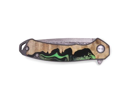 EDC Wood+Resin Pocket Knife - Terence (Teal & Gold, 695422) Supply