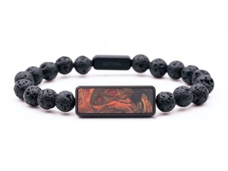 Lava Bead Wood+Resin Bracelet - Ayanna (Red, 694448) Sale