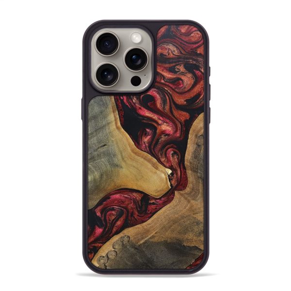 iPhone 15 Pro Max Wood+Resin Phone Case - Jase (Red, 697544) Cheap