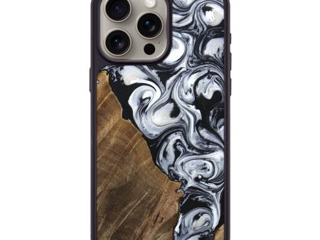 iPhone 15 Pro Max Wood+Resin Phone Case - Harper (Black & White, 694292) Online Sale