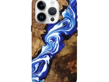 iPhone 15 Pro Wood+Resin Live Edge Phone Case - Deandre (Blue, 697632) For Discount