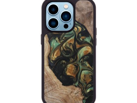 iPhone 14 Pro Wood+Resin Phone Case - Cecelia (Green, 695678) Online now