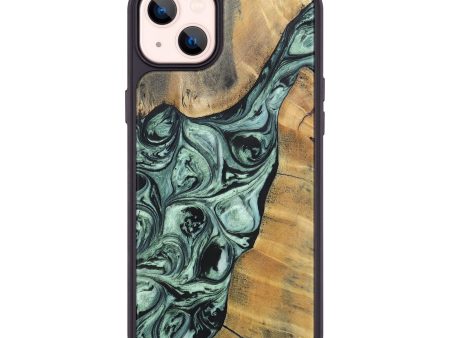 iPhone 14 Plus Wood+Resin Phone Case - Tamika (Green, 696686) For Cheap