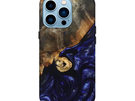 iPhone 14 Pro Wood+Resin Live Edge Phone Case - Doris (Blue, 695392) For Discount