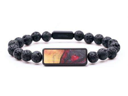 Lava Bead Wood+Resin Bracelet - Jarrett (Red, 694700) For Sale