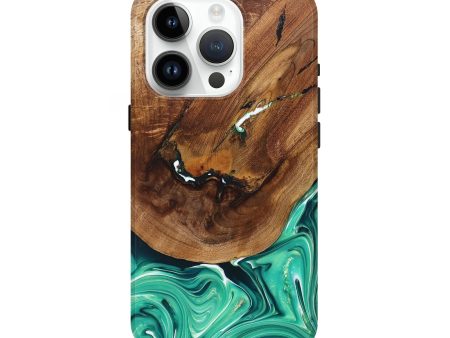 iPhone 15 Pro Wood+Resin Live Edge Phone Case - Freya (Green, 697418) Online Sale