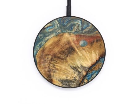 Circle Wood+Resin Wireless Charger - Owen (Teal & Gold, 697895) Online Sale