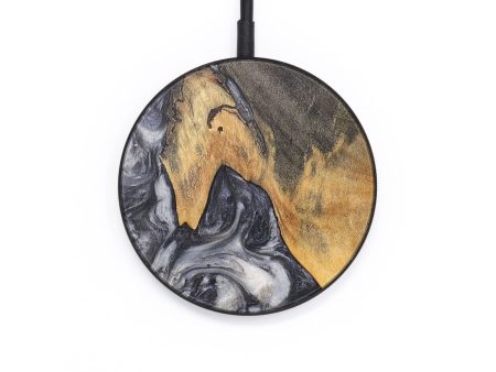 Circle Wood+Resin Wireless Charger - Frank (Pure Black, 696233) For Sale