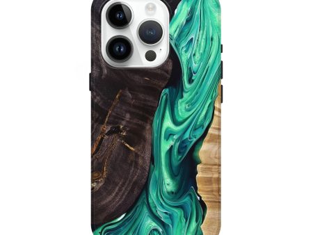 iPhone 15 Pro Wood+Resin Live Edge Phone Case - Genesis (Green, 694398) Supply