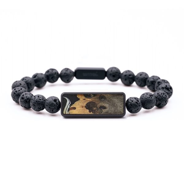 Lava Bead Wood+Resin Bracelet - Malik (Black & White, 699316) For Cheap