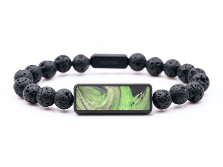 Lava Bead Wood+Resin Bracelet - Taylor (Green, 694442) For Cheap