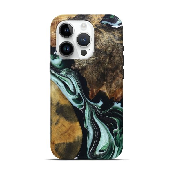 iPhone 15 Pro Wood+Resin Live Edge Phone Case - Whitney (Green, 694385) Sale