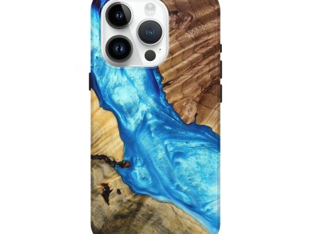 iPhone 15 Pro Wood+Resin Live Edge Phone Case - Tiffany (Blue, 696154) Supply