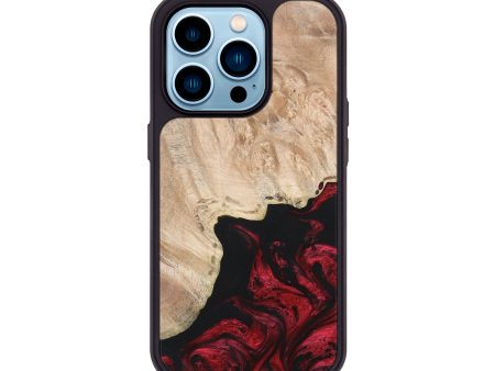 iPhone 14 Pro Wood+Resin Phone Case - Roland (Red, 697069) For Sale