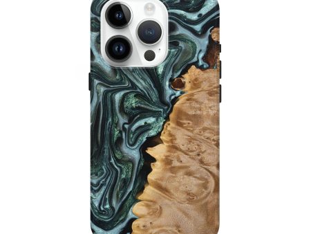 iPhone 15 Pro Wood+Resin Live Edge Phone Case - Zaiden (Green, 694884) Online Sale