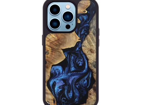 iPhone 14 Pro Wood+Resin Phone Case - Travis (Blue, 695233) Cheap