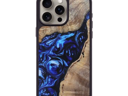 iPhone 15 Pro Max Wood+Resin Phone Case - Doreen (Blue, 695610) Cheap