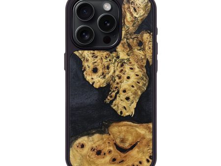 iPhone 15 Pro Wood+Resin Phone Case - Breanna (Pure Black, 697059) For Cheap