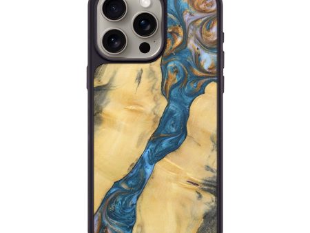 iPhone 15 Pro Max Wood+Resin Phone Case - Giselle (Teal & Gold, 696737) Online Hot Sale