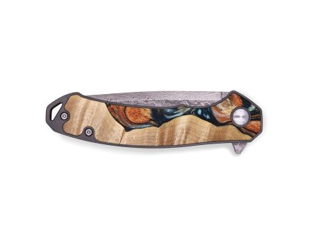 EDC Wood+Resin Pocket Knife - Adrienne (Teal & Gold, 694247) For Cheap