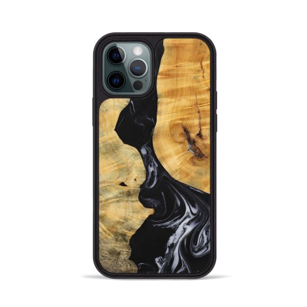 iPhone 12 Pro Wood+Resin Phone Case - Jasmine (Black & White, 699555) Hot on Sale