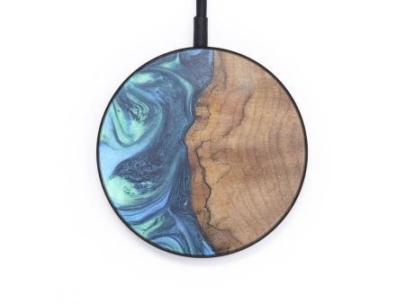 Circle Wood+Resin Wireless Charger - Curtis (Blue, 696912) For Sale