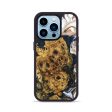 iPhone 14 Pro Wood+Resin Phone Case - Presley (Teal & Gold, 697122) Sale