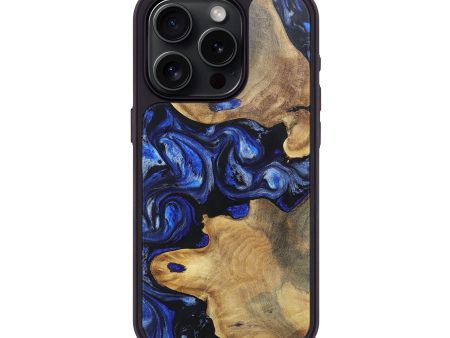 iPhone 15 Pro Wood+Resin Phone Case - Terence (Blue, 697486) Online now