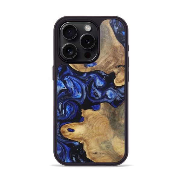 iPhone 15 Pro Wood+Resin Phone Case - Terence (Blue, 697486) Online now