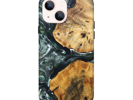 iPhone 14 Wood+Resin Live Edge Phone Case - Carson (Green, 696849) Discount