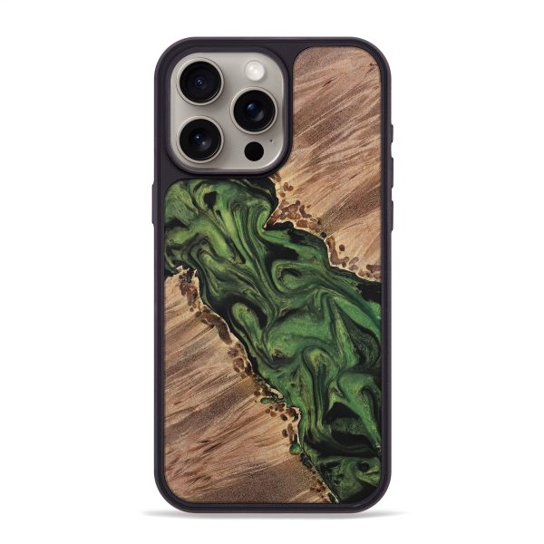 iPhone 15 Pro Max Wood+Resin Phone Case - Sullivan (Green, 699576) on Sale