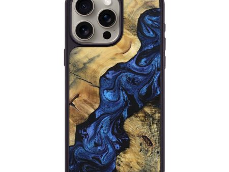 iPhone 15 Pro Max Wood+Resin Phone Case - Jazmin (Blue, 695227) Cheap