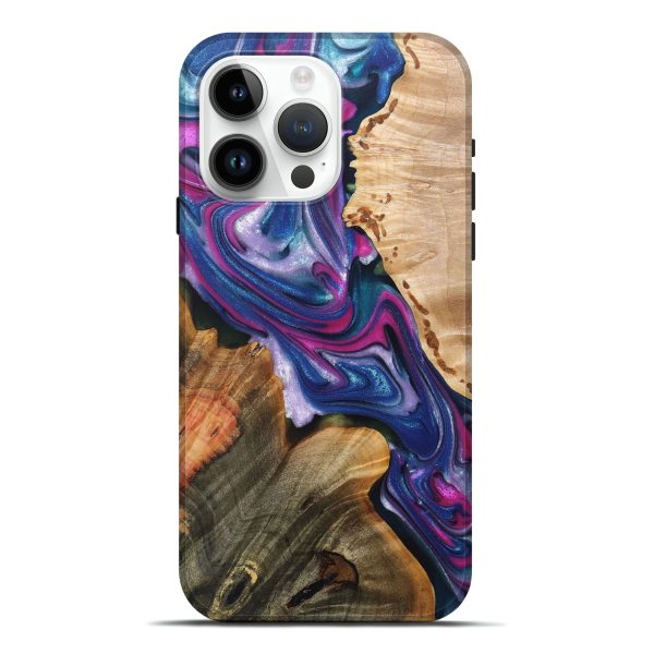 iPhone 15 Pro Max Wood+Resin Live Edge Phone Case - Audrina (Purple, 695796) For Cheap