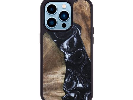 iPhone 14 Pro Wood+Resin Phone Case - Sharyn (Black & White, 695939) Online now