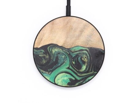 Circle Wood+Resin Wireless Charger - Adrianna (Green, 696916) For Cheap